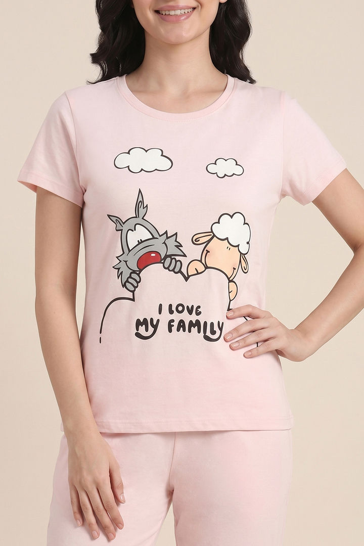 Zivame Farm Lore Knit Cotton Pyjama Set - Cradle Pink — image 4